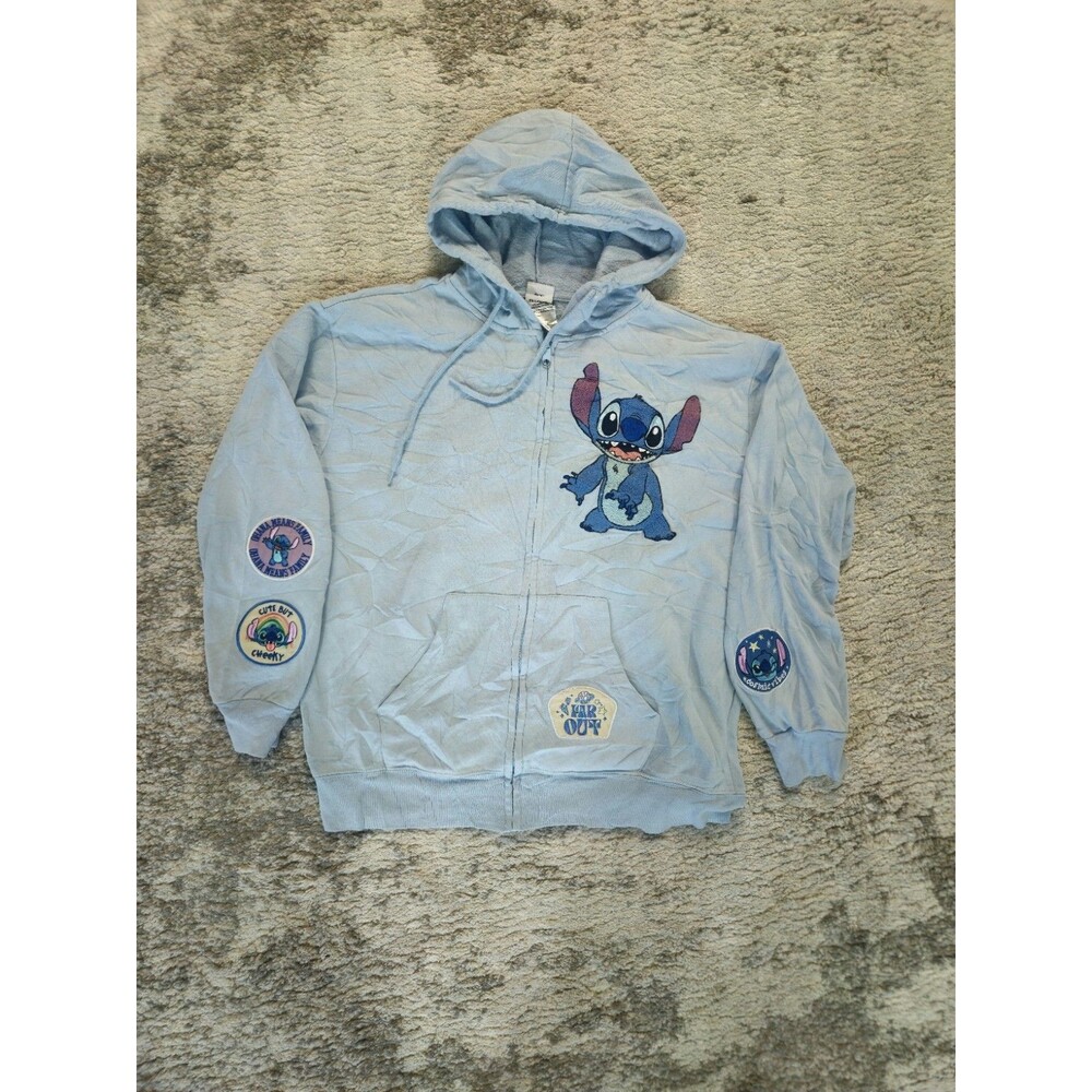 Ladies DISNEY Stitch blue zip-up hoodie Size L - Lilo & Stitch
